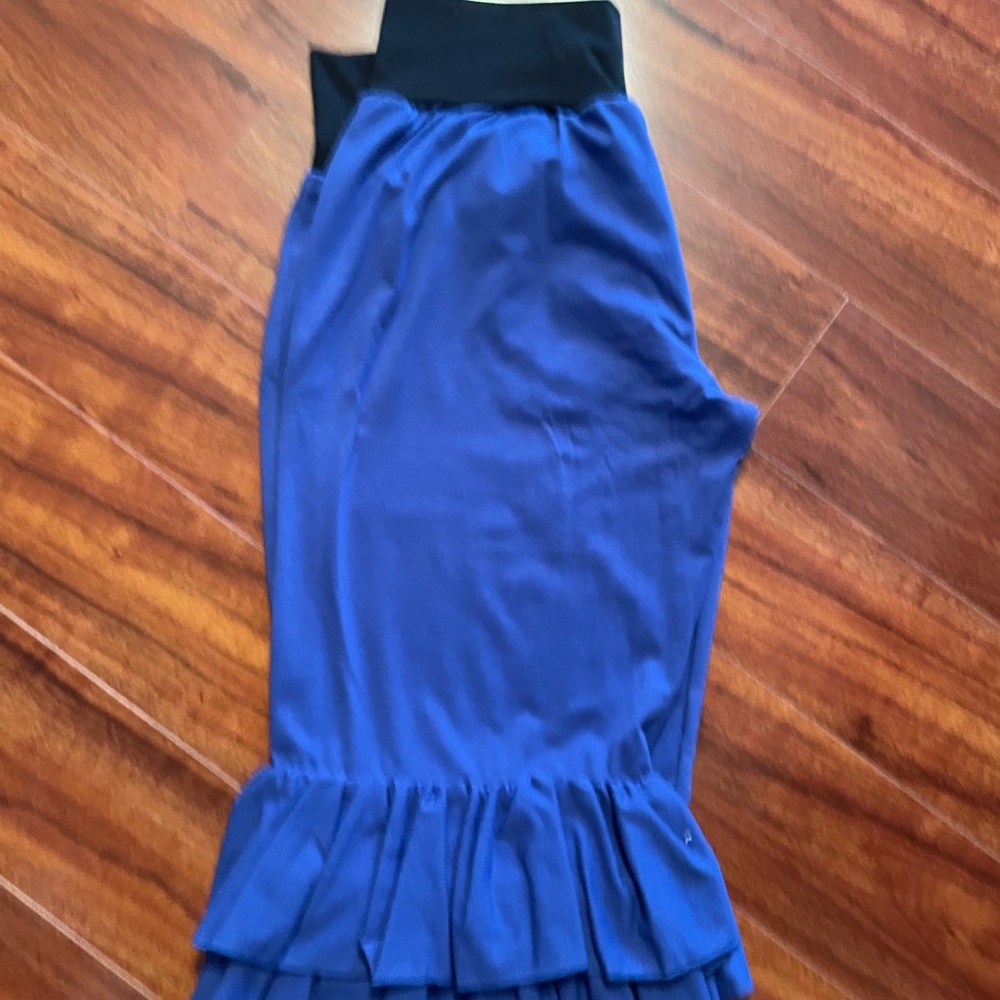 ROYAL Blue womens 2 layer ruffle pants